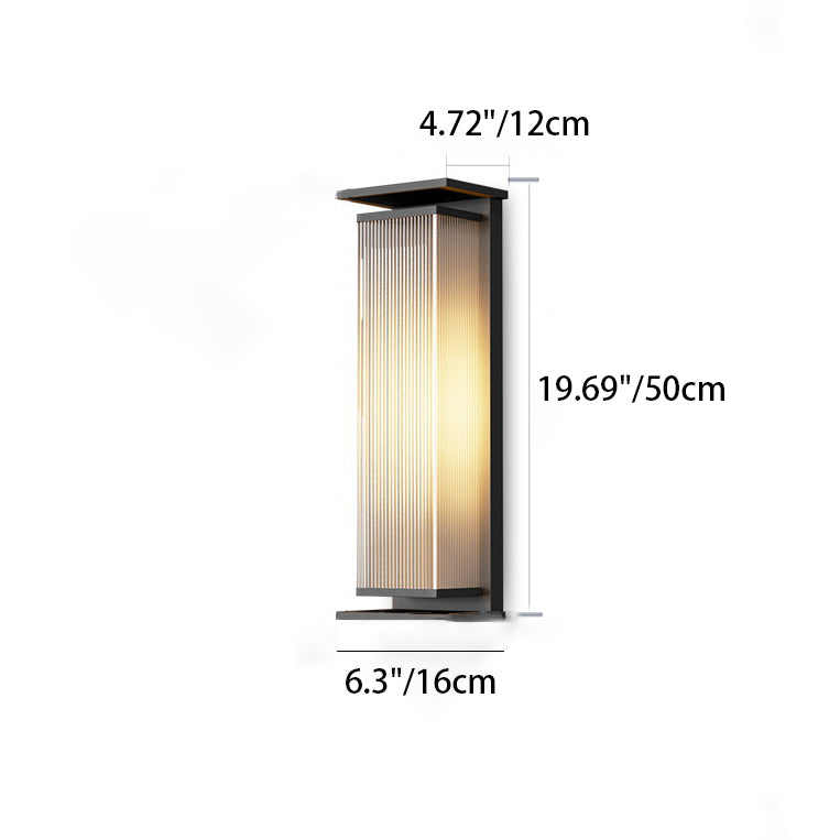 Modern Minimalist Solar Waterproof Rectangle Stripe Stainless Steel PC LED Outdoor Wall Sconce Lamp For Garden