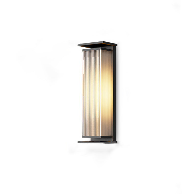 Modern Minimalist Solar Waterproof Rectangle Stripe Stainless Steel PC LED Outdoor Wall Sconce Lamp For Garden