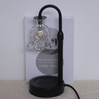 Contemporary Scandinavian Floral Disc Base Iron Wood Glass 1-Light Melting Wax Table Lamp For Bedroom