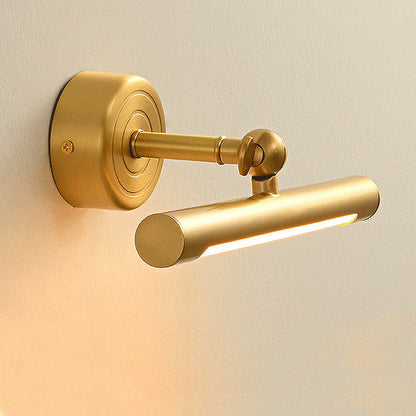 Contemporary Scandinavian Cylinder Ball Disc Base Full Brass LED Vanity Light Mirror Front Wall Sconce Lamp For Bathroom