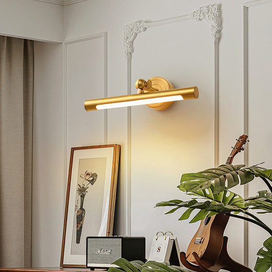 Contemporary Scandinavian Cylinder Ball Disc Base Full Brass LED Vanity Light Mirror Front Wall Sconce Lamp For Bathroom