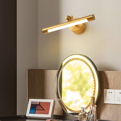 Contemporary Scandinavian Cylinder Ball Disc Base Full Brass LED Vanity Light Mirror Front Wall Sconce Lamp For Bathroom