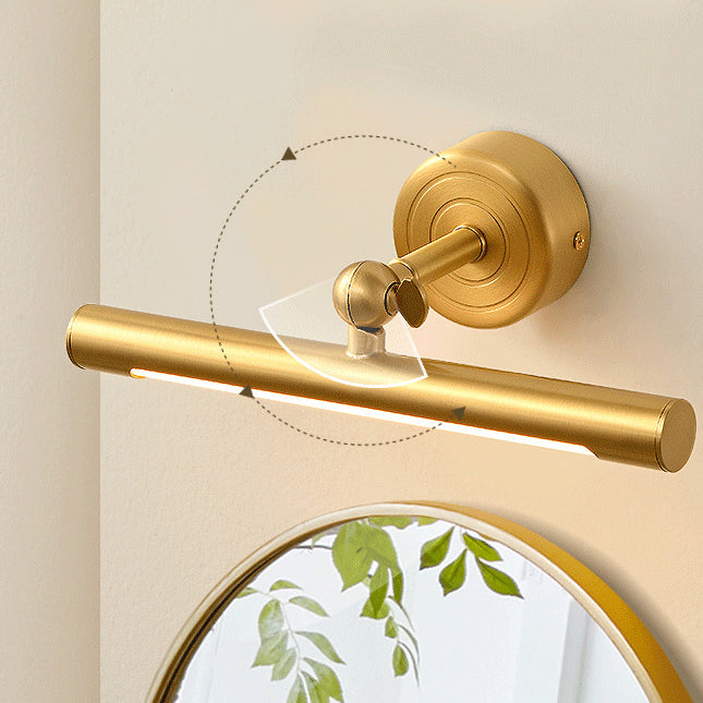 Contemporary Scandinavian Cylinder Ball Disc Base Full Brass LED Vanity Light Mirror Front Wall Sconce Lamp For Bathroom