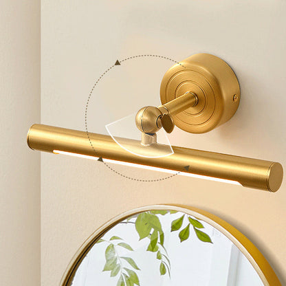 Contemporary Scandinavian Cylinder Ball Disc Base Full Brass LED Vanity Light Mirror Front Wall Sconce Lamp For Bathroom