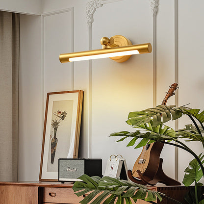 Contemporary Scandinavian Cylinder Ball Disc Base Full Brass LED Vanity Light Mirror Front Wall Sconce Lamp For Bathroom