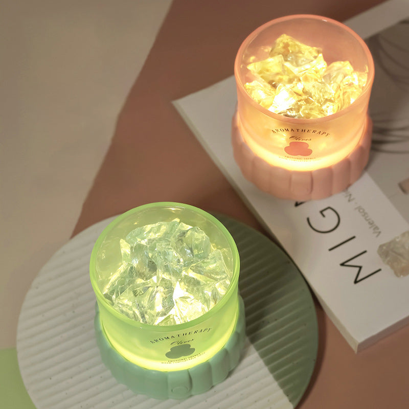 Modern Minimalist Cylinder Round Gravel ABS Glass LED Table Lamp For Bedroom