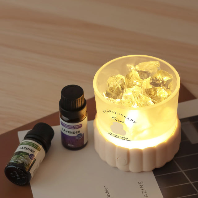Modern Minimalist Cylinder Round Gravel ABS Glass LED Table Lamp For Bedroom