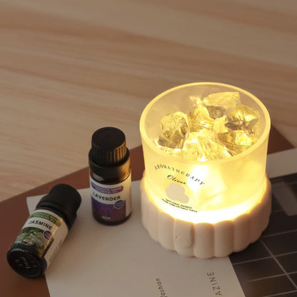 Modern Minimalist Cylinder Round Gravel ABS Glass LED Table Lamp For Bedroom
