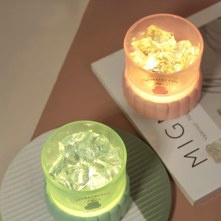 Modern Minimalist Cylinder Round Gravel ABS Glass LED Table Lamp For Bedroom
