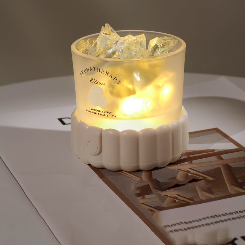 Modern Minimalist Cylinder Round Gravel ABS Glass LED Table Lamp For Bedroom