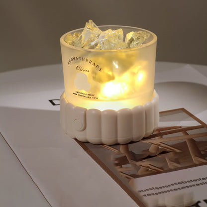 Modern Minimalist Cylinder Round Gravel ABS Glass LED Table Lamp For Bedroom