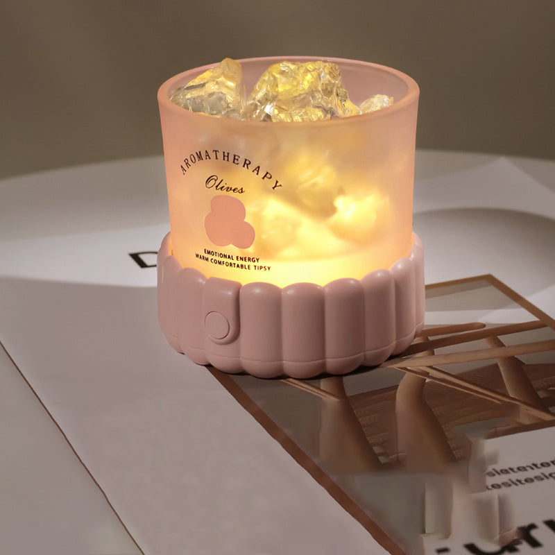 Modern Minimalist Cylinder Round Gravel ABS Glass LED Table Lamp For Bedroom
