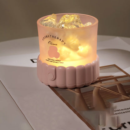 Modern Minimalist Cylinder Round Gravel ABS Glass LED Table Lamp For Bedroom