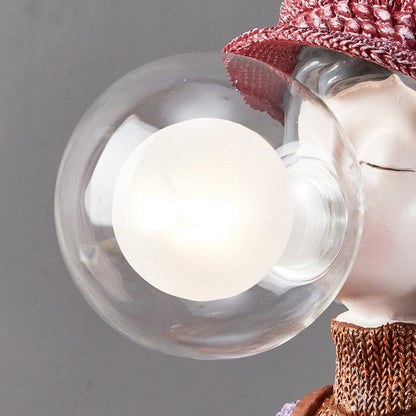 Contemporary Creative Girl Bubbles Vase Backpack Resin Glass 1-Light Table Lamp For Bedroom