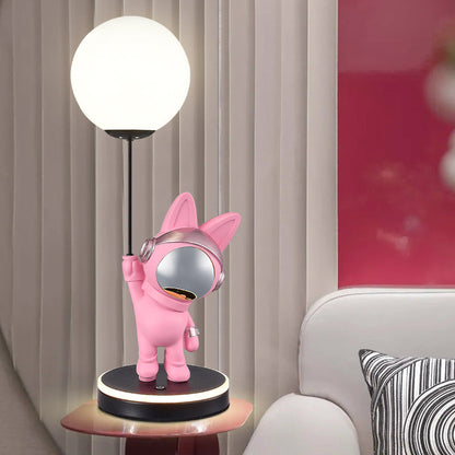 Contemporary Creative Cartoon Kids Space Rabbit Balloon Resin Plastic LED Table Lamp For Bedroom