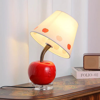 Contemporary Creative Cute Apple Rainbow Stripe Curved Ball Round Table Resin Hardware Fabric 1-Light Table Lamp For Bedroom