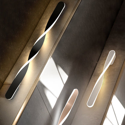 Modern Minimalist Long Oval Spiral Aluminum Silicone LED Wall Sconce Lamp For Living Room