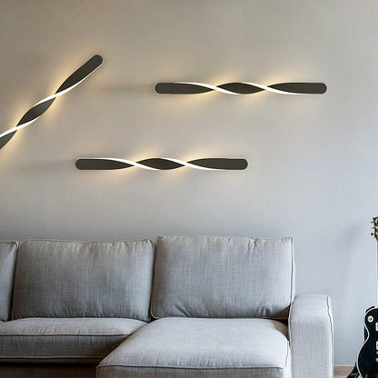 Modern Minimalist Long Oval Spiral Aluminum Silicone LED Wall Sconce Lamp For Living Room