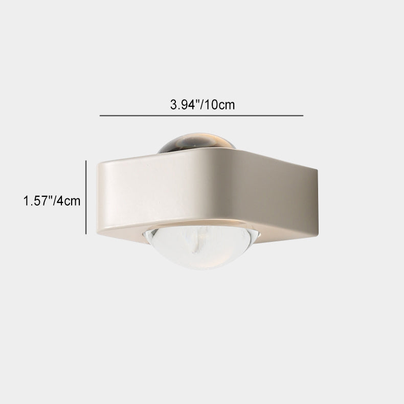 Modern Minimalist Square Half Round Rounded Edge Stainless Steel Glass LED Wall Sconce Lamp For Bedroom