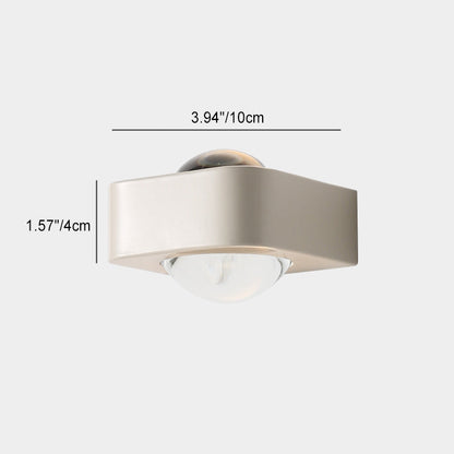 Modern Minimalist Square Half Round Rounded Edge Stainless Steel Glass LED Wall Sconce Lamp For Bedroom