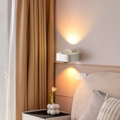 Modern Minimalist Square Half Round Rounded Edge Stainless Steel Glass LED Wall Sconce Lamp For Bedroom
