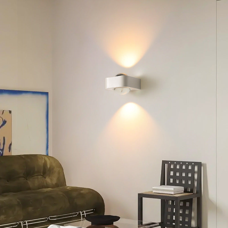 Modern Minimalist Square Half Round Rounded Edge Stainless Steel Glass LED Wall Sconce Lamp For Bedroom