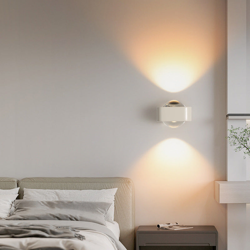 Modern Minimalist Square Half Round Rounded Edge Stainless Steel Glass LED Wall Sconce Lamp For Bedroom