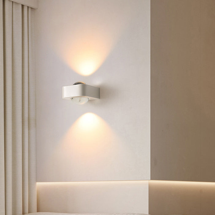Modern Minimalist Square Half Round Rounded Edge Stainless Steel Glass LED Wall Sconce Lamp For Bedroom