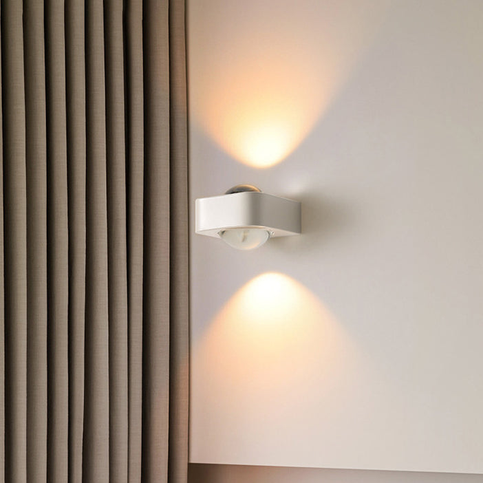 Modern Minimalist Square Half Round Rounded Edge Stainless Steel Glass LED Wall Sconce Lamp For Bedroom