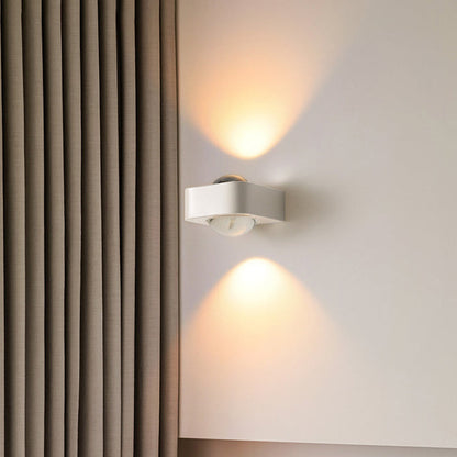 Modern Minimalist Square Half Round Rounded Edge Stainless Steel Glass LED Wall Sconce Lamp For Bedroom