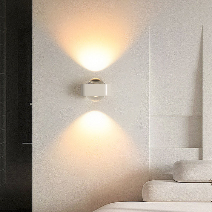 Modern Minimalist Square Half Round Rounded Edge Stainless Steel Glass LED Wall Sconce Lamp For Bedroom