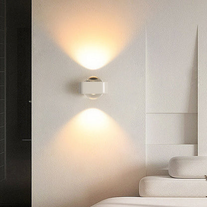 Modern Minimalist Square Half Round Rounded Edge Stainless Steel Glass LED Wall Sconce Lamp For Bedroom