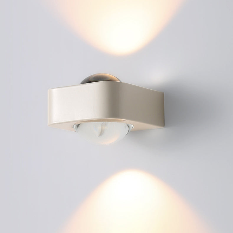 Modern Minimalist Square Half Round Rounded Edge Stainless Steel Glass LED Wall Sconce Lamp For Bedroom