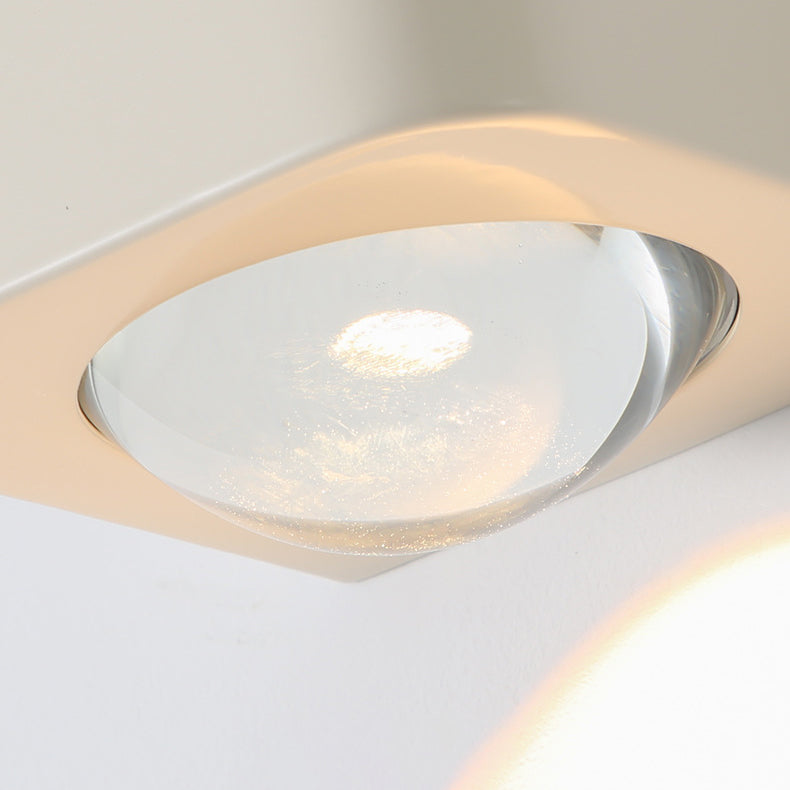 Modern Minimalist Square Half Round Rounded Edge Stainless Steel Glass LED Wall Sconce Lamp For Bedroom