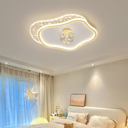 Contemporary Scandinavian Cloud Star Ball Hardware Acrylic LED Flush Mount Ceiling Light For Bedroom