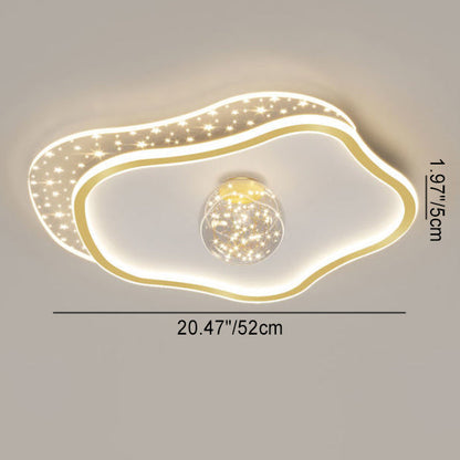 Contemporary Scandinavian Cloud Star Ball Hardware Acrylic LED Flush Mount Ceiling Light For Bedroom