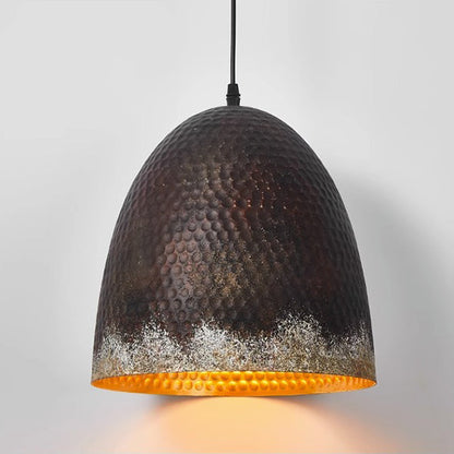 Traditional Vintage Semicircle Oval Dot Hand Painted Steel 1-Light Pendant Light For Living Room