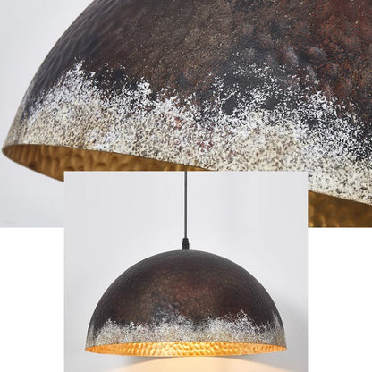 Traditional Vintage Semicircle Oval Dot Hand Painted Steel 1-Light Pendant Light For Living Room