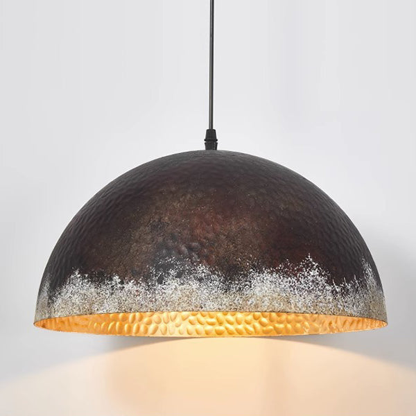 Traditional Vintage Semicircle Oval Dot Hand Painted Steel 1-Light Pendant Light For Living Room