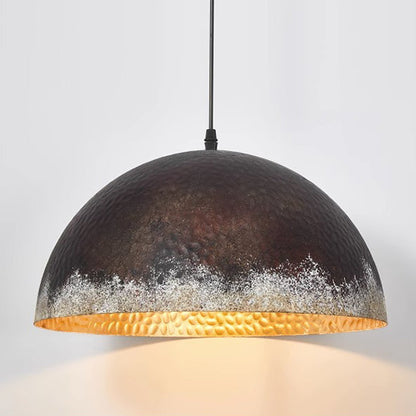 Traditional Vintage Semicircle Oval Dot Hand Painted Steel 1-Light Pendant Light For Living Room
