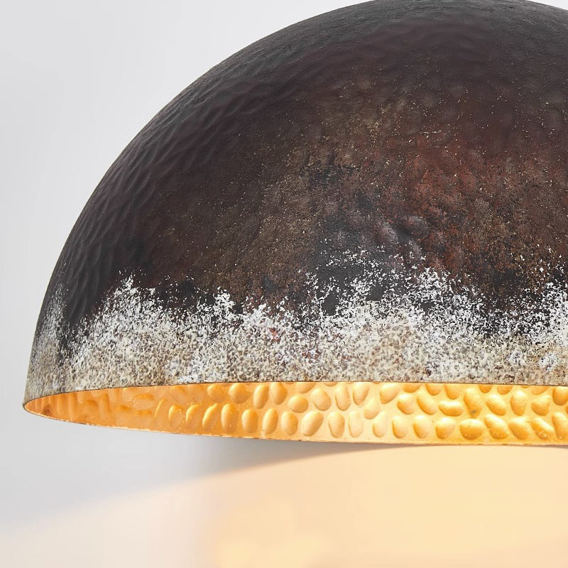 Traditional Vintage Semicircle Oval Dot Hand Painted Steel 1-Light Pendant Light For Living Room