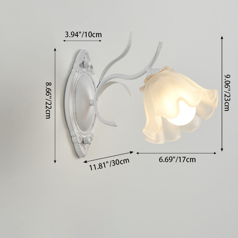 Contemporary Creative Flower Branch Iron Glass 1/2 Light Wall Sconce Lamp For Living Room