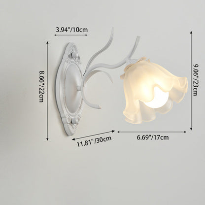 Contemporary Creative Flower Branch Iron Glass 1/2 Light Wall Sconce Lamp For Living Room