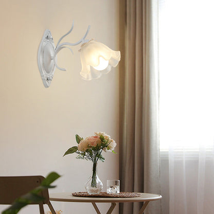 Contemporary Creative Flower Branch Iron Glass 1/2 Light Wall Sconce Lamp For Living Room