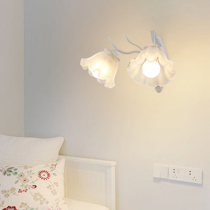 Contemporary Creative Flower Branch Iron Glass 1/2 Light Wall Sconce Lamp For Living Room