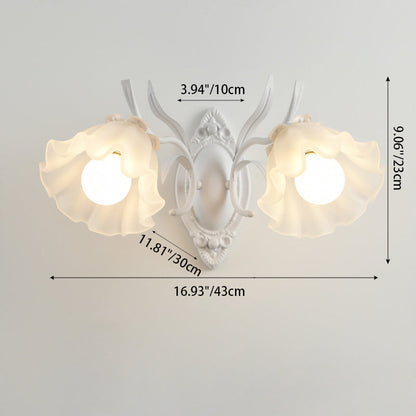 Contemporary Creative Flower Branch Iron Glass 1/2 Light Wall Sconce Lamp For Living Room