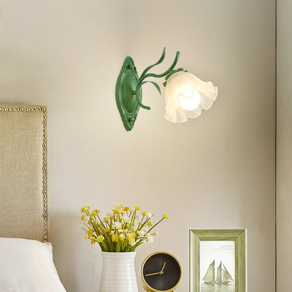 Contemporary Creative Flower Branch Iron Glass 1/2 Light Wall Sconce Lamp For Living Room