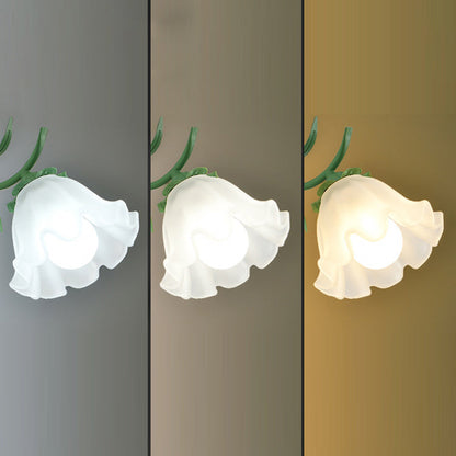 Contemporary Creative Flower Branch Iron Glass 1/2 Light Wall Sconce Lamp For Living Room