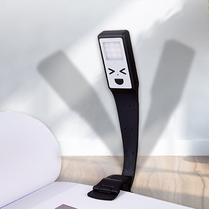 Contemporary Creative Rectangle Smiley Plastic LED Table Lamp Book Clip Lamp For Bedroom
