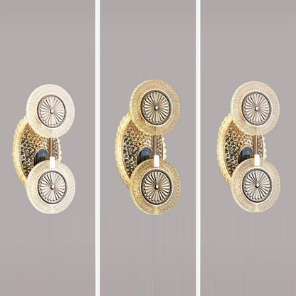 Modern Luxury Round Pattern Crystal Acrylic LED Wall Sconce Lamp For Bedroom